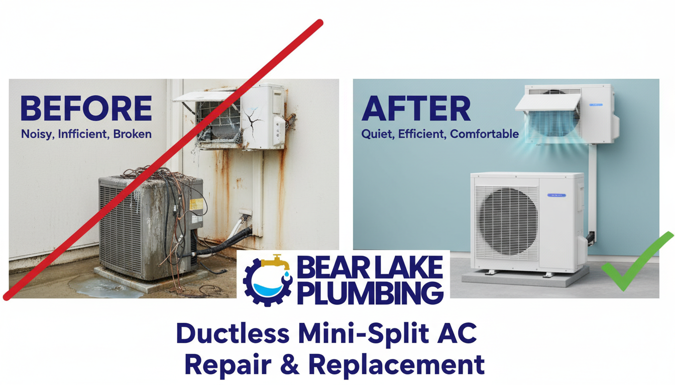 Ductless Mini-Split AC Repair and Replacement Before and After - Bear Lake Plumbing Lakewood CO