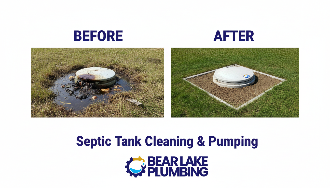Before and after septic tank cleaning and pumping by Bear Lake Plumbing in Lakewood CO