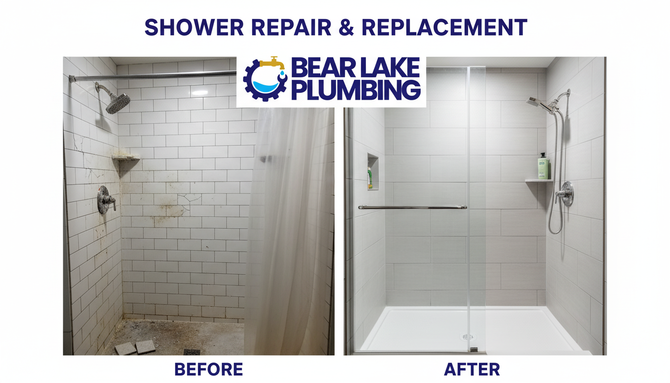 Before and after shower repair and replacement by Bear Lake Plumbing in Lakewood CO