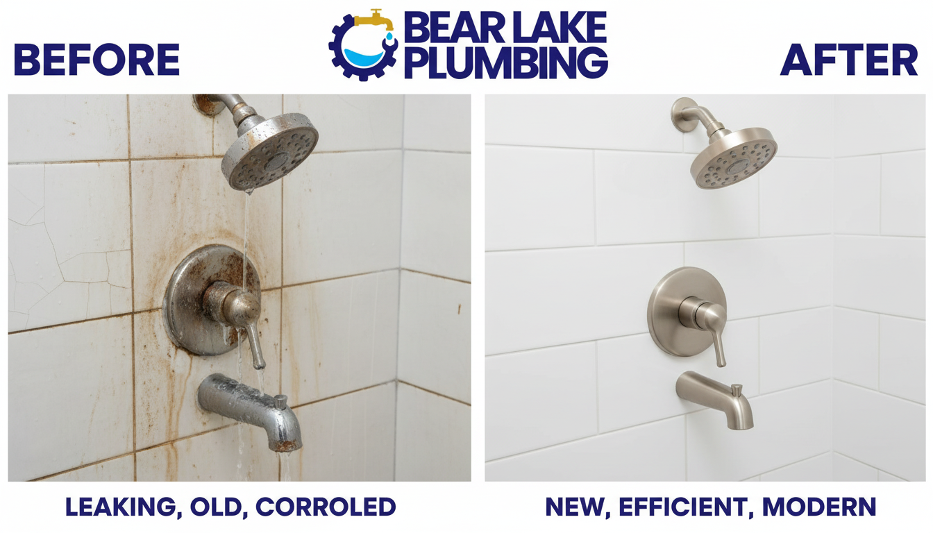 Before and after shower valve repair and replacement by Bear Lake Plumbing in Lakewood CO