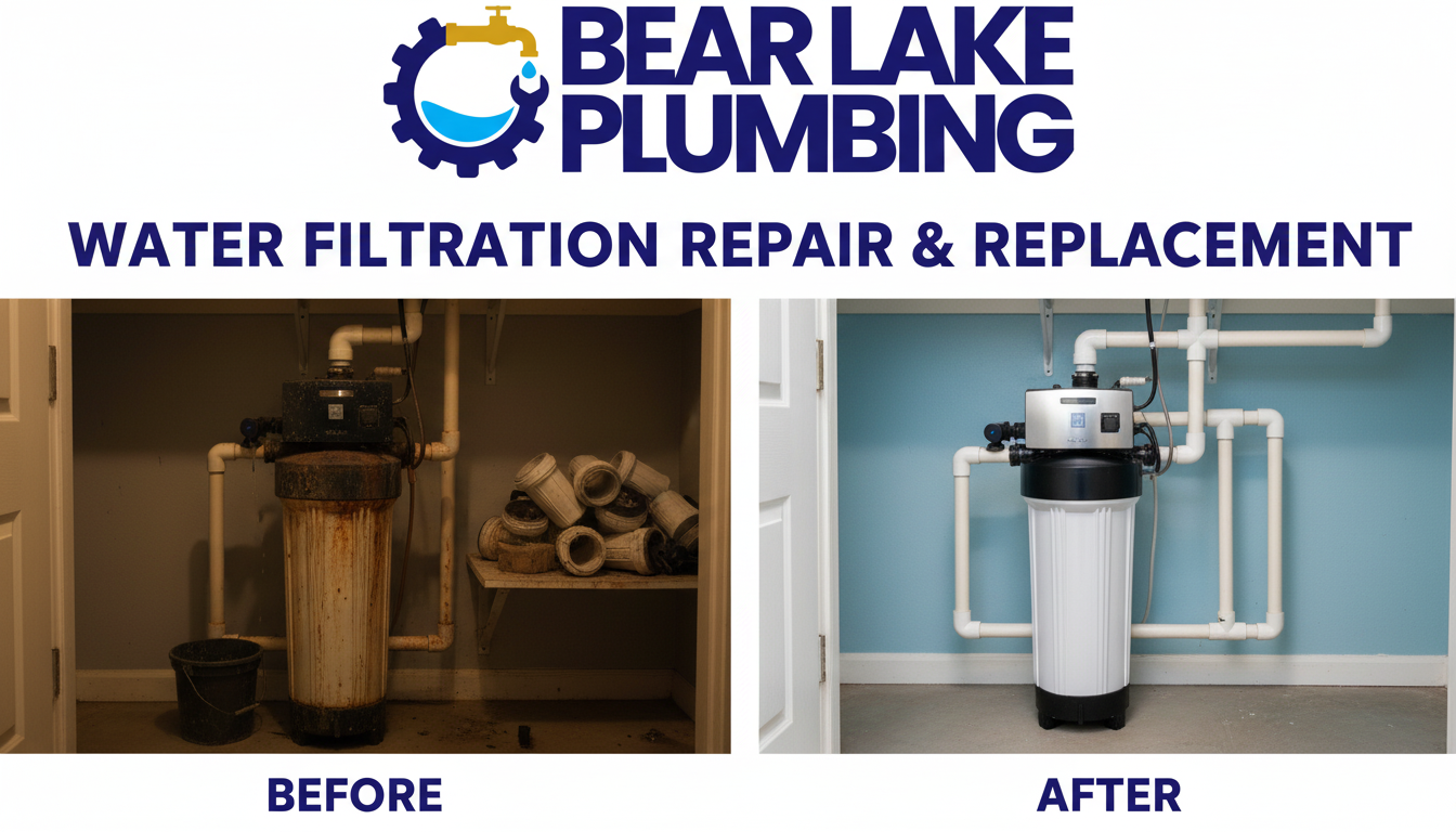 Before and After Water Filtration System Repair and Replacement by Bear Lake Plumbing in Lakewood CO